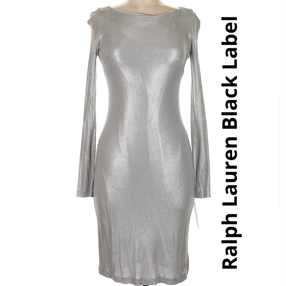 Ralph Lauren Black Label Metallic Silver Dress. Size 6. Retails $898 New!